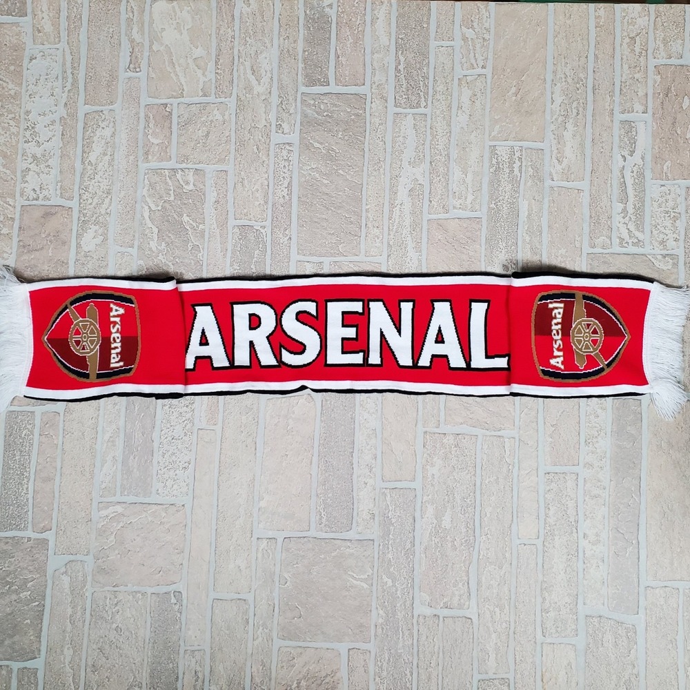 Arsenal FC Soccer Scarf Mastercard Priceless Knit Red Black White